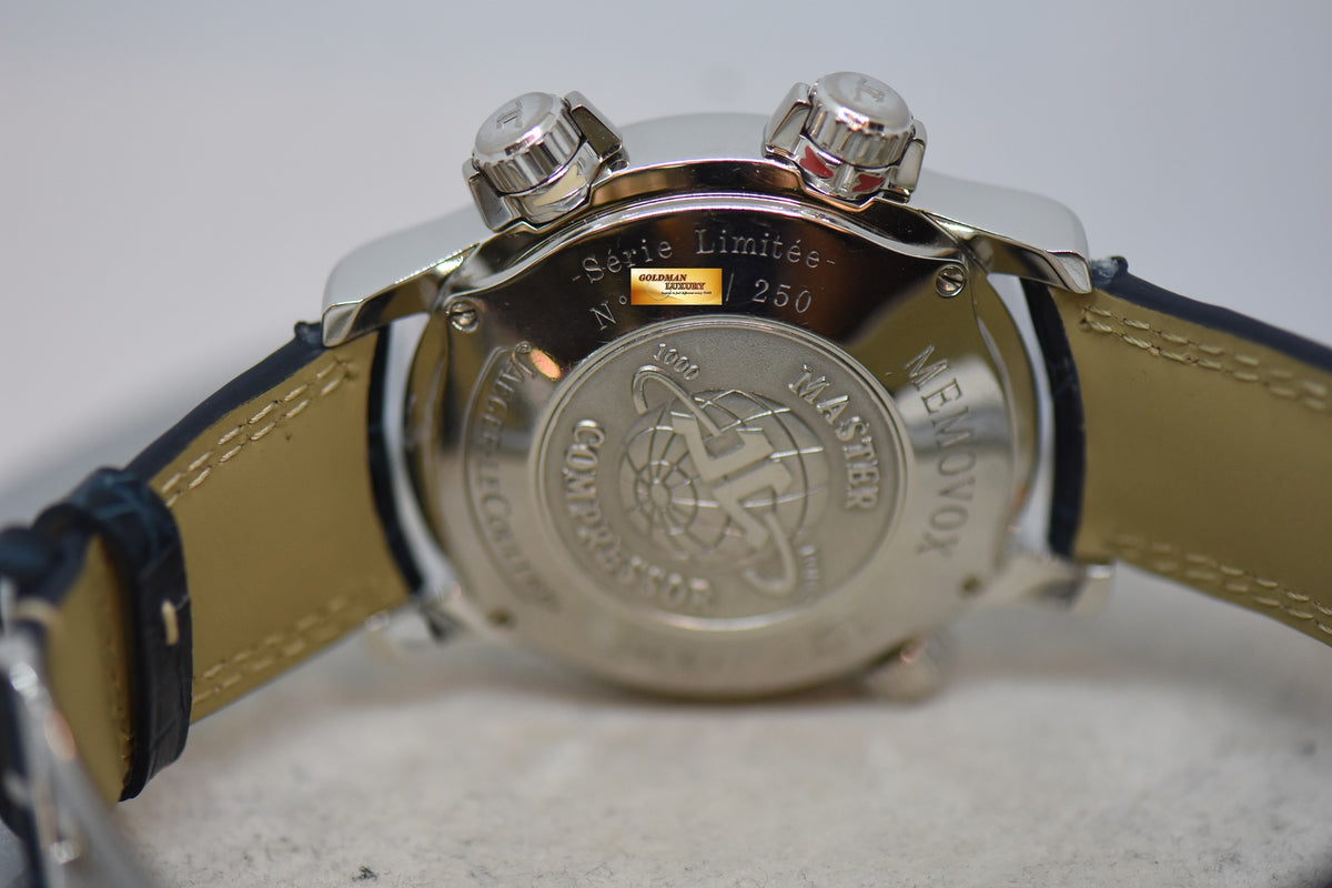 [SOLD] JAEGER-LeCOULTRE MASTER COMPRESSOR MEMOVOX ALARM 42mm IN PLATINUM ON LEATHER STRAP BLUE DIAL AUTOMATIC – LIMITED OF 250pcs (MINT)