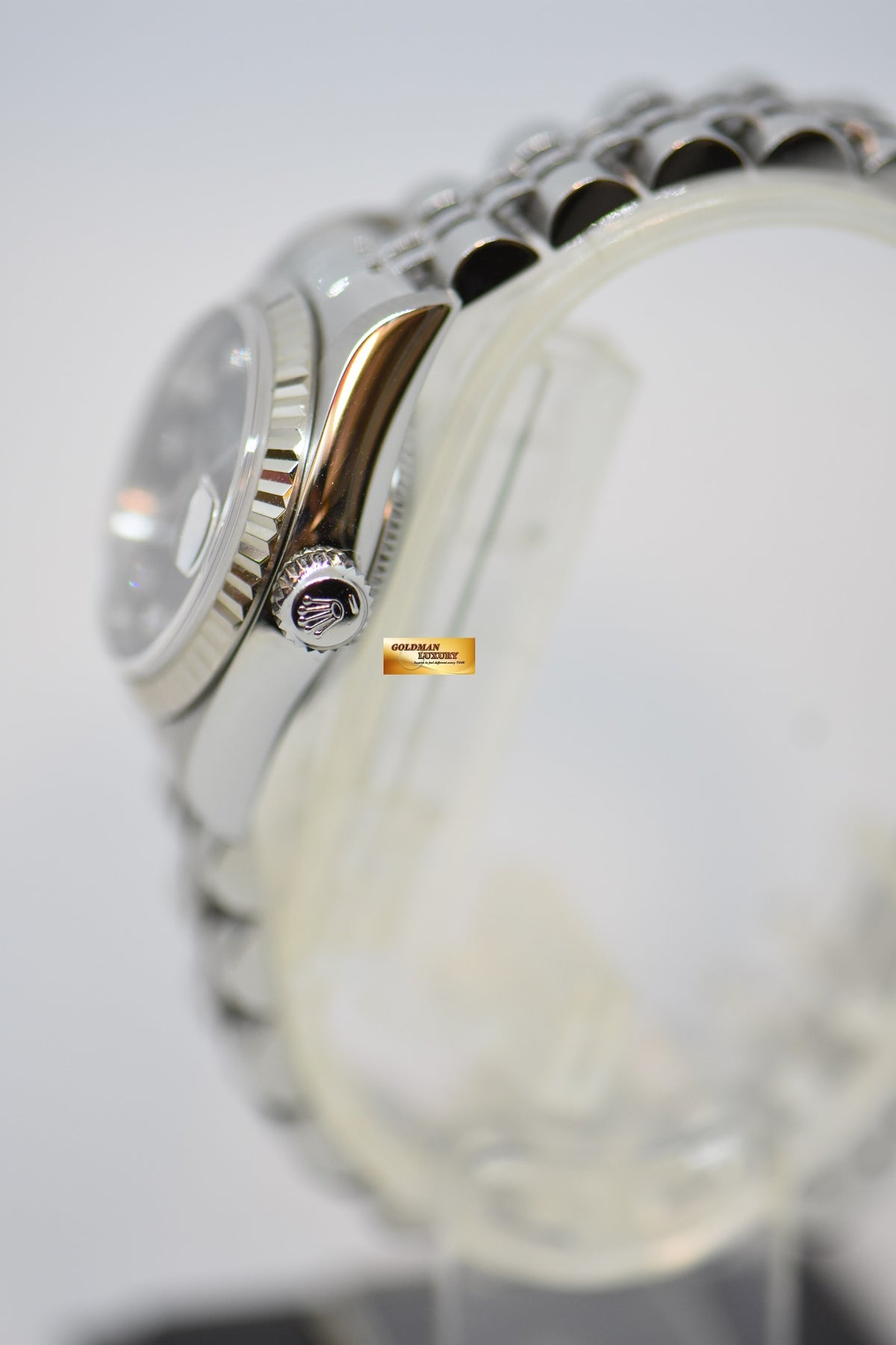 [SOLD] ROLEX OYSTER DATEJUST 26mm STEEL IN JUBILEE BRACELET BLACK DIAMOND DIAL 79174 (MINT)