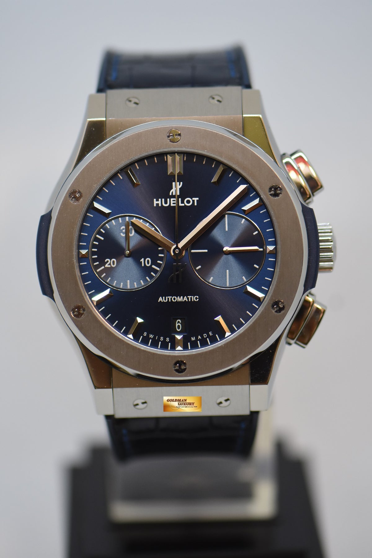 [SOLD] HUBLOT CLASSIC FUSION CHRONOGRAPH 45mm TITANIUM IN RUBBER STRAP BLUE DIAL AUTOMATIC 521.NX.7170.LR (MINT)