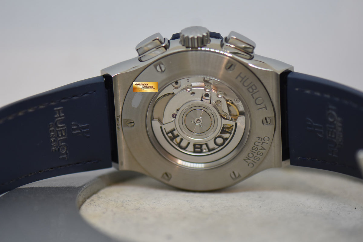[SOLD] HUBLOT CLASSIC FUSION CHRONOGRAPH 45mm TITANIUM IN RUBBER STRAP BLUE DIAL AUTOMATIC 521.NX.7170.LR (MINT)