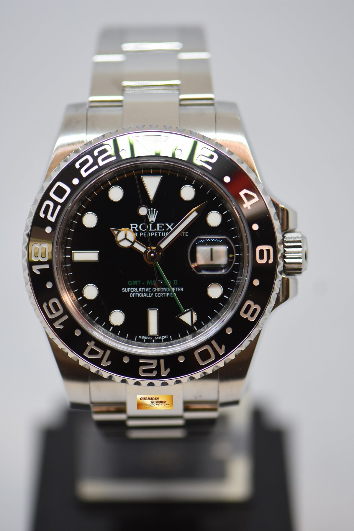 [SOLD] ROLEX OYSTER PERPETUAL GMT-MASTER II 40mm CERAMIC BLACK BEZEL OYSTER STEEL BRACELET 116710LN (MINT)
