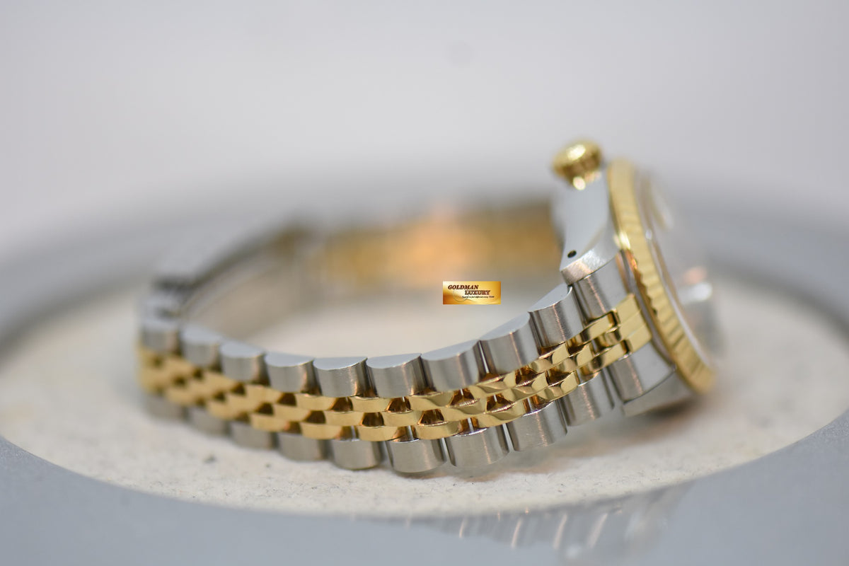[SOLD] ROLEX OYSTER DATEJUST 26mm HALF-GOLD IN JUBILEE BRACELET GOLD DIAL 69173 (MINT)