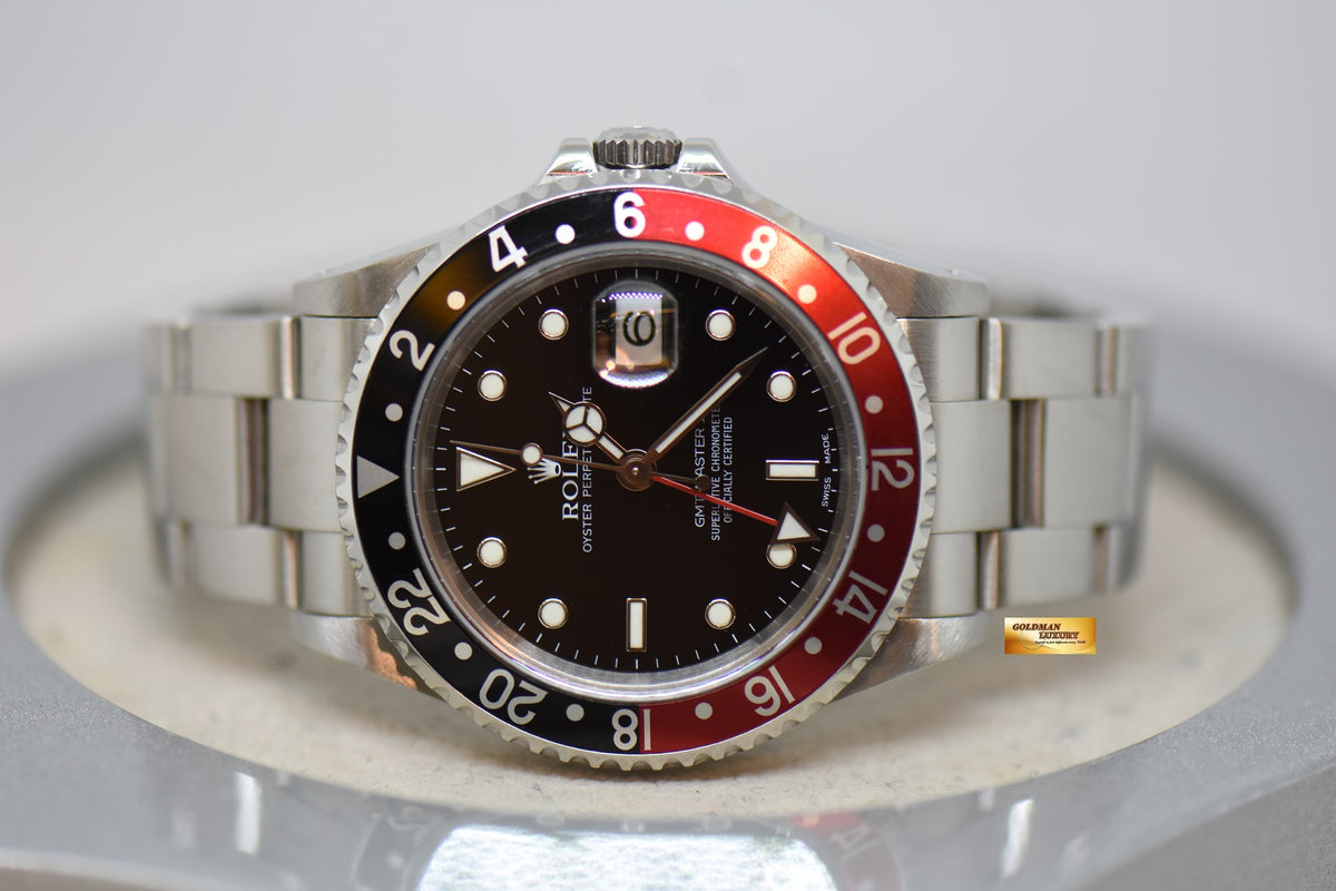 [SOLD] ROLEX OYSTER PERPETUAL GMT-MASTER II 40mm “COKE BEZEL” RED/BLACK BEZEL OYSTER STEEL BRACELET 16710 (PINHOLE CASE) (LNIB)