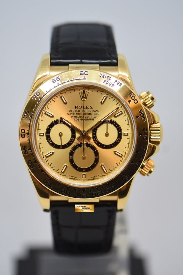 [SOLD] ROLEX OYSTER PERPETUAL DAYTONA CHRONOGRAPH 40mm YELLOW GOLD IN LEATHER STRAP GOLD DIAL [ZENITH MVT] 16518 (WATCH ONLY)