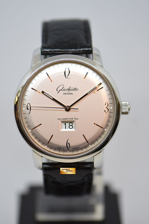 [SOLD] GLASHUTTE SIXTIES PANORAMA DATE 42mm STEEL IN LEATHER STRAP AUTOMATIC 2-39-47-01-02-04 (MINT)
