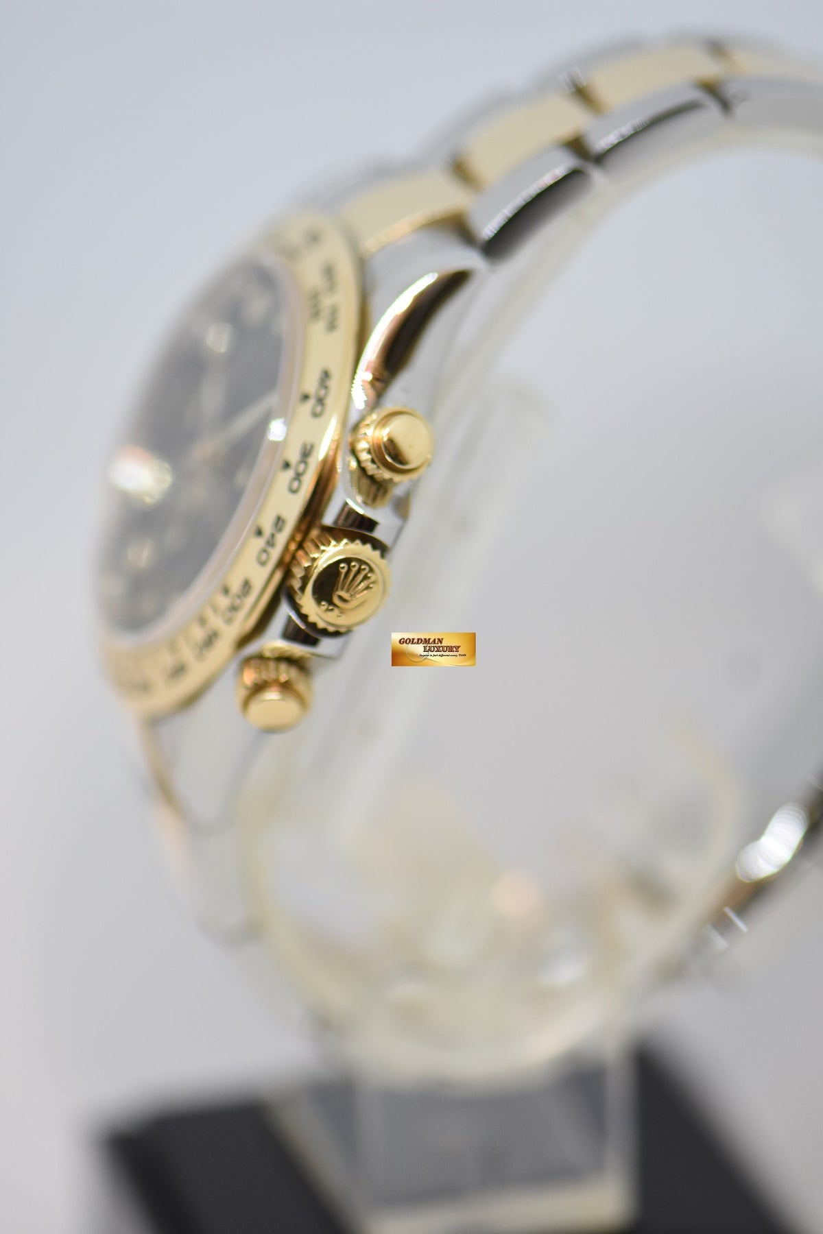 [SOLD] ROLEX OYSTER PERPETUAL DAYTONA GOLD / STEEL IN BRACELET DIAMOND DIAL BLACK 116503 (LNIB)