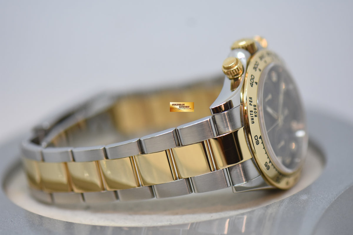 [SOLD] ROLEX OYSTER PERPETUAL DAYTONA GOLD / STEEL IN BRACELET DIAMOND DIAL BLACK 116503 (LNIB)