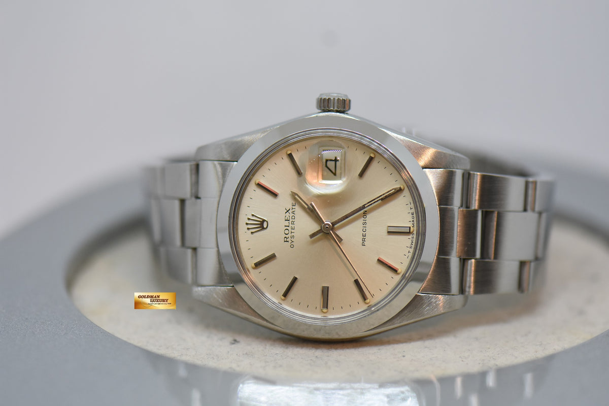 [SOLD] ROLEX OYSTERDATE PRECISION 34mm IN STEEL OYSTER BRACELET SILVER DIAL 6694 (VINTAGE-MINT)