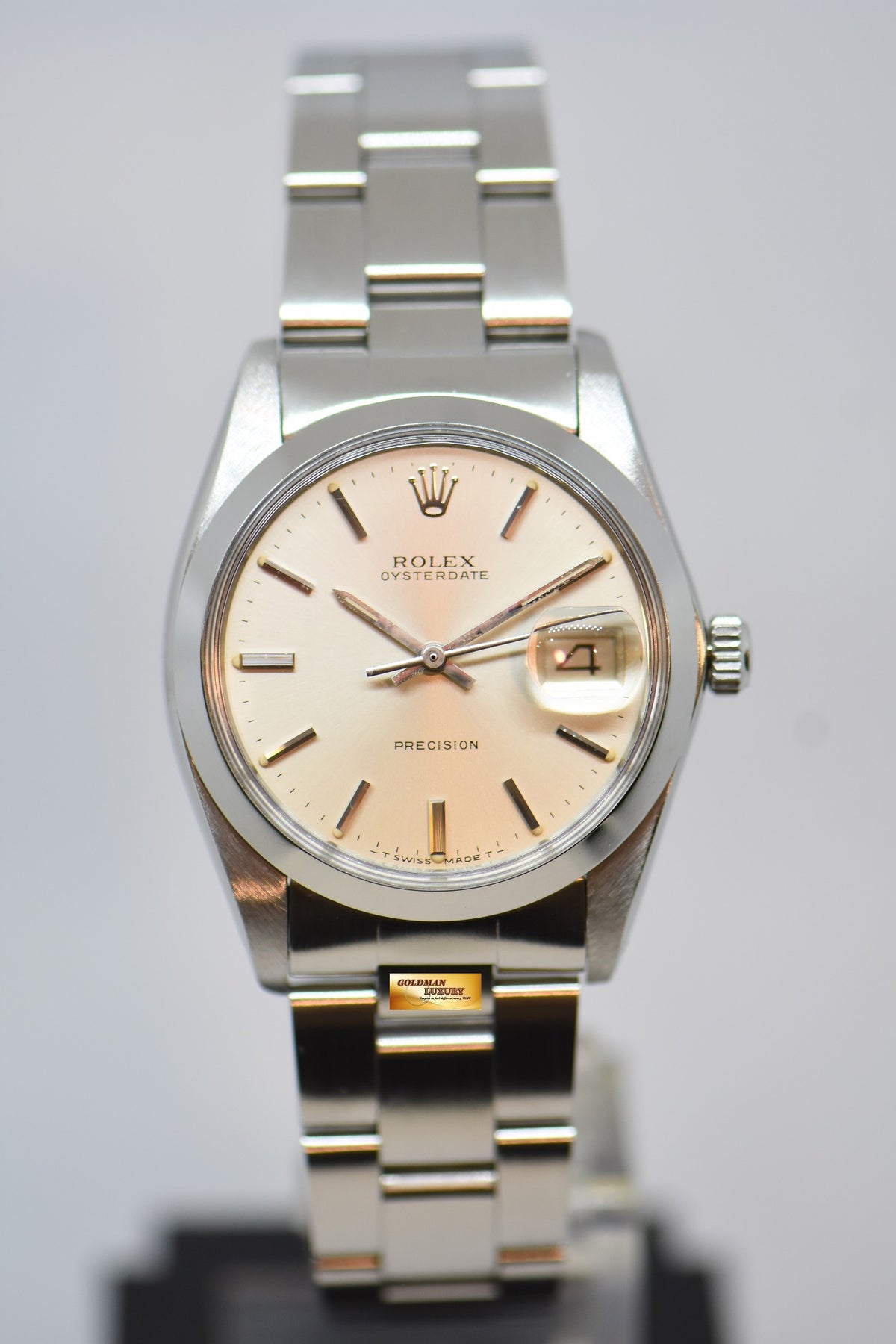 [SOLD] ROLEX OYSTERDATE PRECISION 34mm IN STEEL OYSTER BRACELET SILVER DIAL 6694 (VINTAGE-MINT)