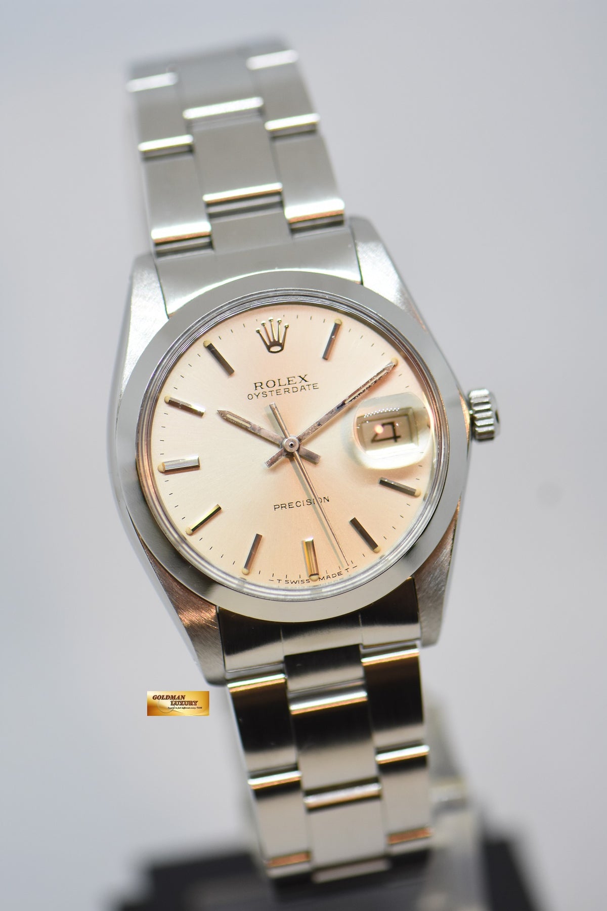 [SOLD] ROLEX OYSTERDATE PRECISION 34mm IN STEEL OYSTER BRACELET SILVER DIAL 6694 (VINTAGE-MINT)