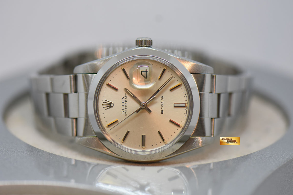 [SOLD] ROLEX OYSTERDATE PRECISION 34mm IN STEEL OYSTER BRACELET SILVER DIAL 6694 (VINTAGE-MINT)