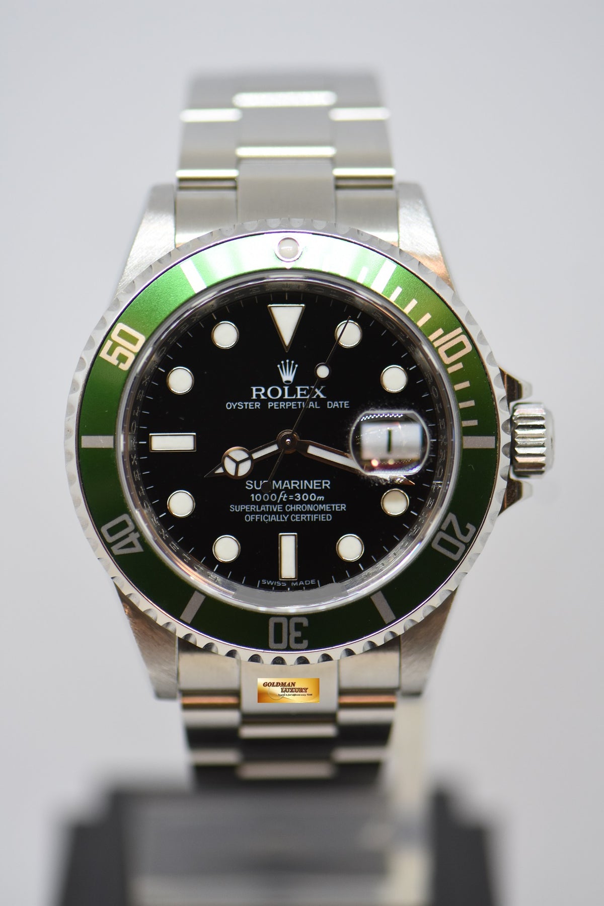 [SOLD] ROLEX OYSTER PERPETUAL SUBMARINER “KERMIT” 40mm STEEL IN BRACELET GREEN BEZEL 16610LV (MINT)