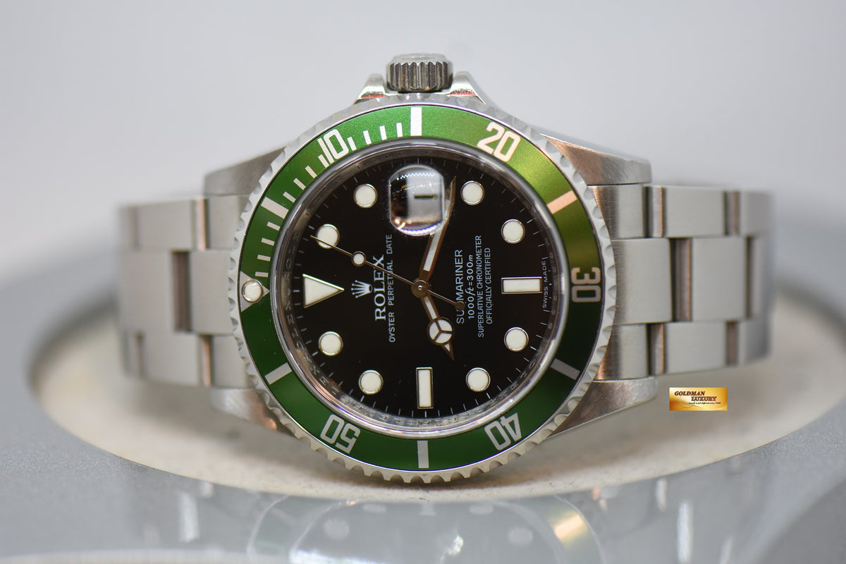 [SOLD] ROLEX OYSTER PERPETUAL SUBMARINER “KERMIT” 40mm STEEL IN BRACELET GREEN BEZEL 16610LV (MINT)