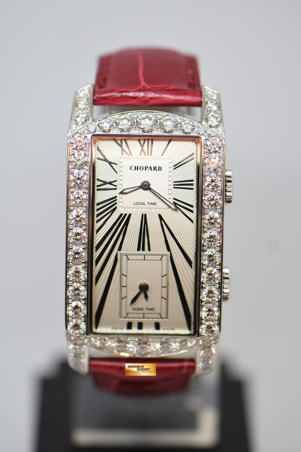 CHOPARD L.U.C DUAL TEC TWO TIMEZONE 18K WHITE GOLD ORIGINAL DIAMONDS AUTO / QUARTZ 17/2274-20 (MINT)