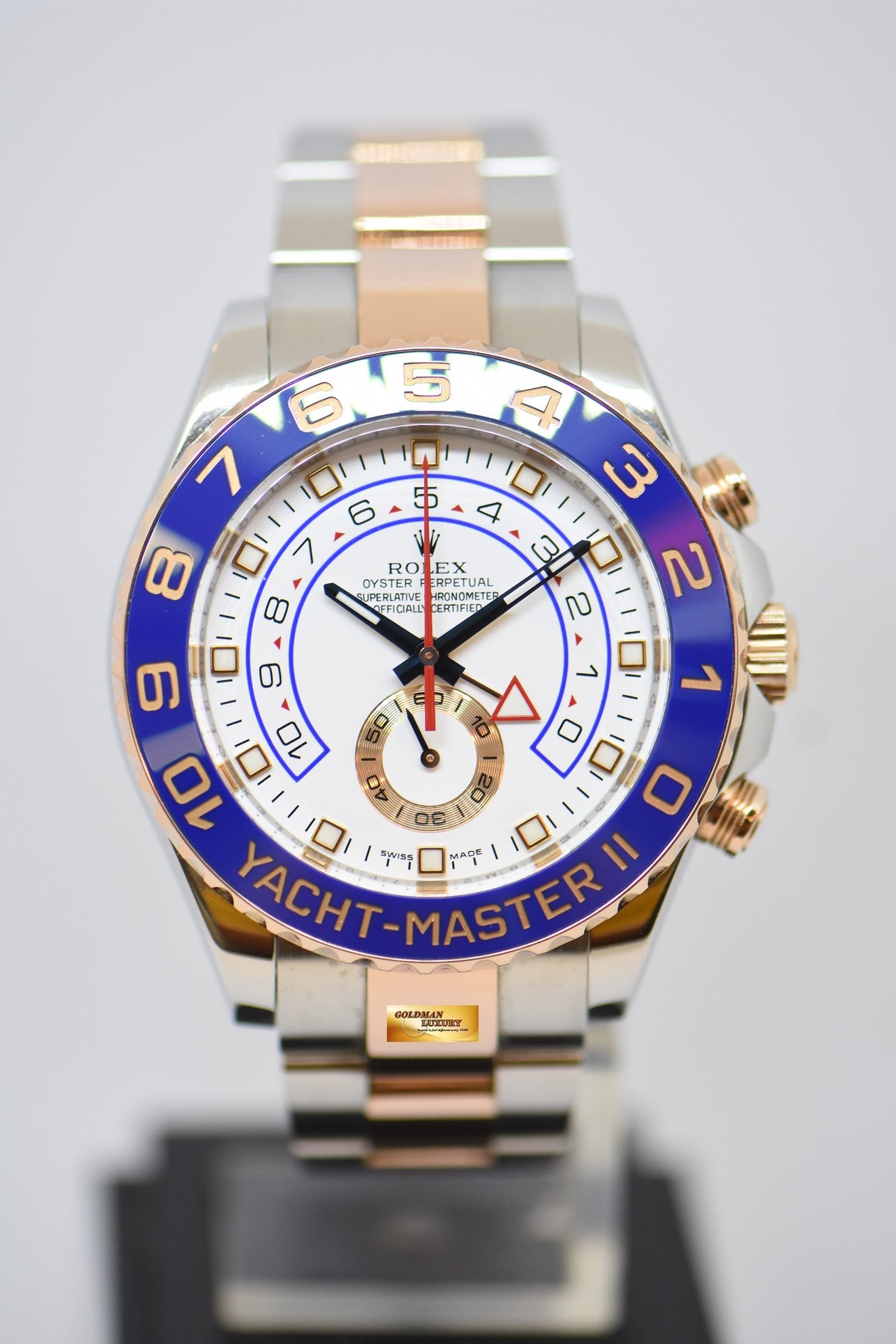 [SOLD] ROLEX OYSTER PERPETUAL YACHT-MASTER II 44mm REGATTA CHRONOGRAPH HALF-EVEROSE GOLD IN BRACELET 116681 (MINT)