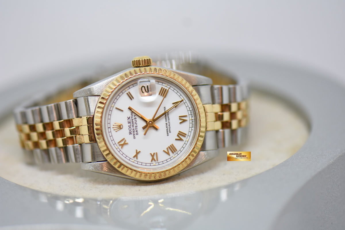 [SOLD] ROLEX OYSTER DATEJUST 31mm HALF-GOLD IN JUBILEE BRACELET WHITE DIAL 68273 (MINT)