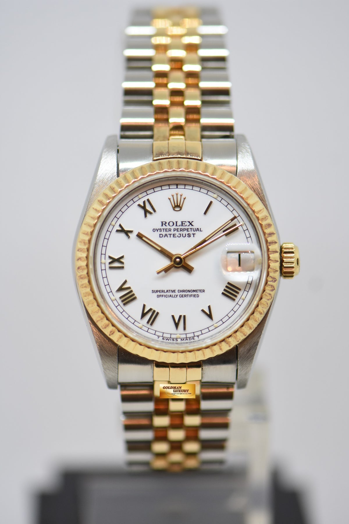[SOLD] ROLEX OYSTER DATEJUST 31mm HALF-GOLD IN JUBILEE BRACELET WHITE DIAL 68273 (MINT)