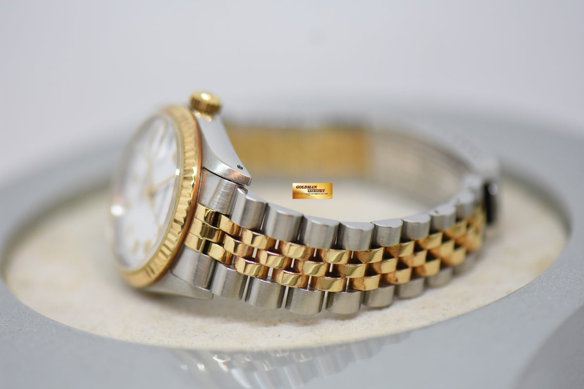 [SOLD] ROLEX OYSTER DATEJUST 31mm HALF-GOLD IN JUBILEE BRACELET WHITE DIAL 68273 (MINT)