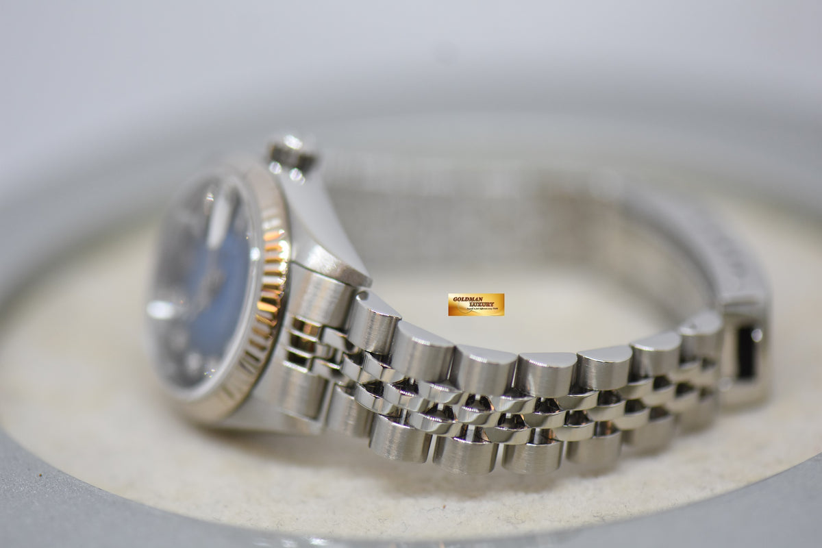 [SOLD] ROLEX OYSTER DATEJUST 26mm STEEL IN JUBILEE BRACELET BLUE / BLACK HUE DIAMOND DIAL 79174 (MINT)