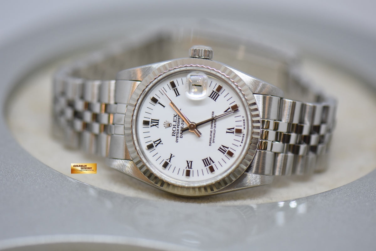 [SOLD] ROLEX OYSTER DATEJUST 31mm STEEL IN JUBILEE BRACELET WHITE ROMAN DIAL 68274 (MINT)