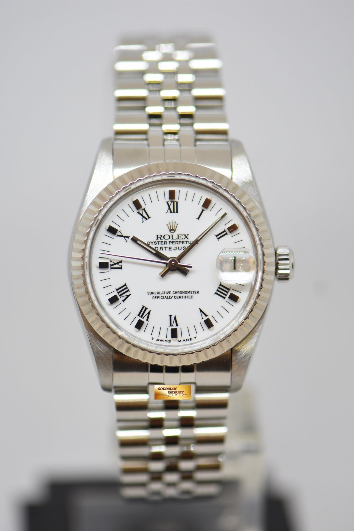 [SOLD] ROLEX OYSTER DATEJUST 31mm STEEL IN JUBILEE BRACELET WHITE ROMAN DIAL 68274 (MINT)