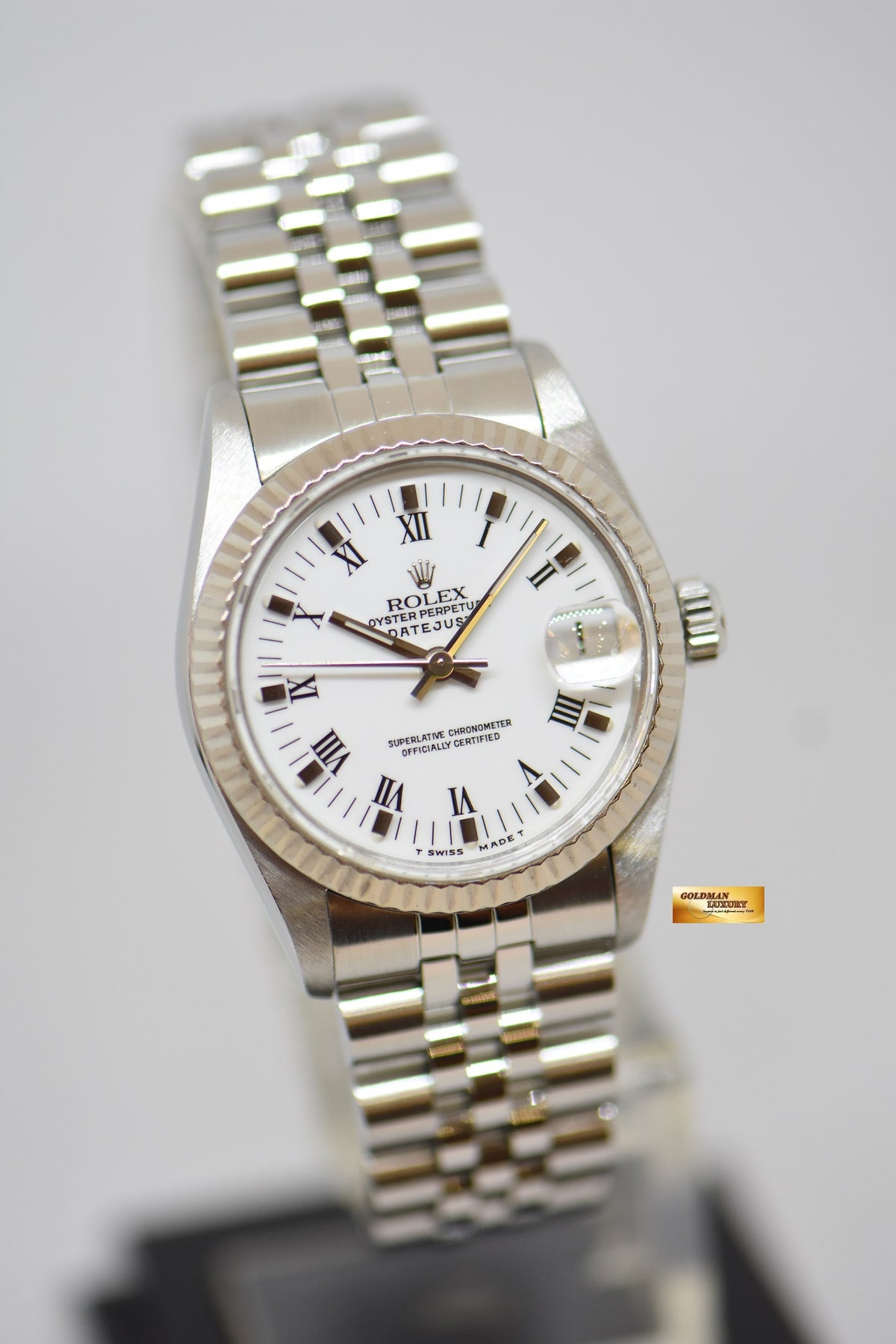 [SOLD] ROLEX OYSTER DATEJUST 31mm STEEL IN JUBILEE BRACELET WHITE ROMAN DIAL 68274 (MINT)