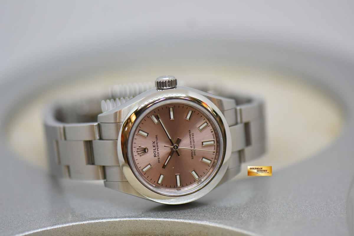 [SOLD] ROLEX OYSTER PERPETUAL 28mm STEEL IN OYSTER BRACELET PINK DIAL 276200 (NEW-UNWORN)