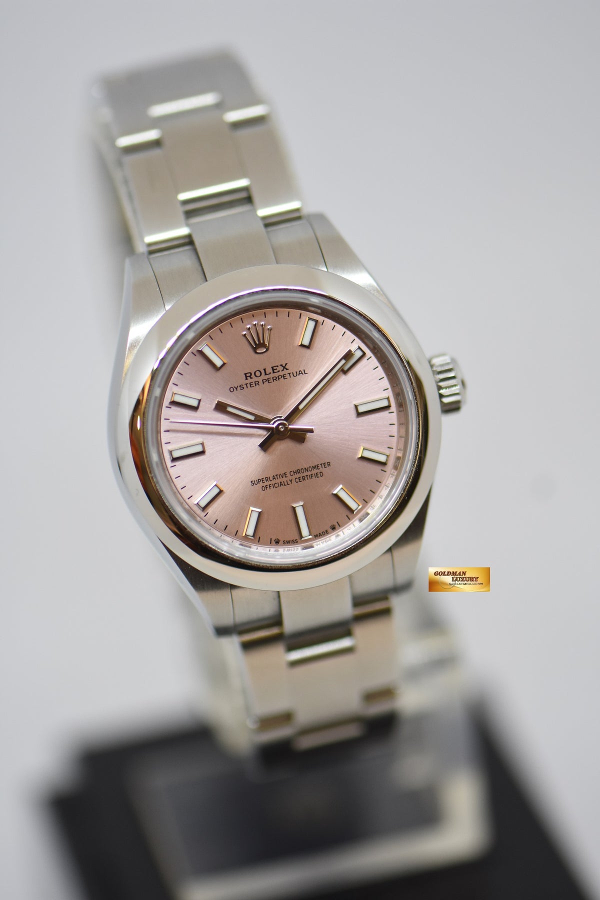 [SOLD] ROLEX OYSTER PERPETUAL 28mm STEEL IN OYSTER BRACELET PINK DIAL 276200 (NEW-UNWORN)