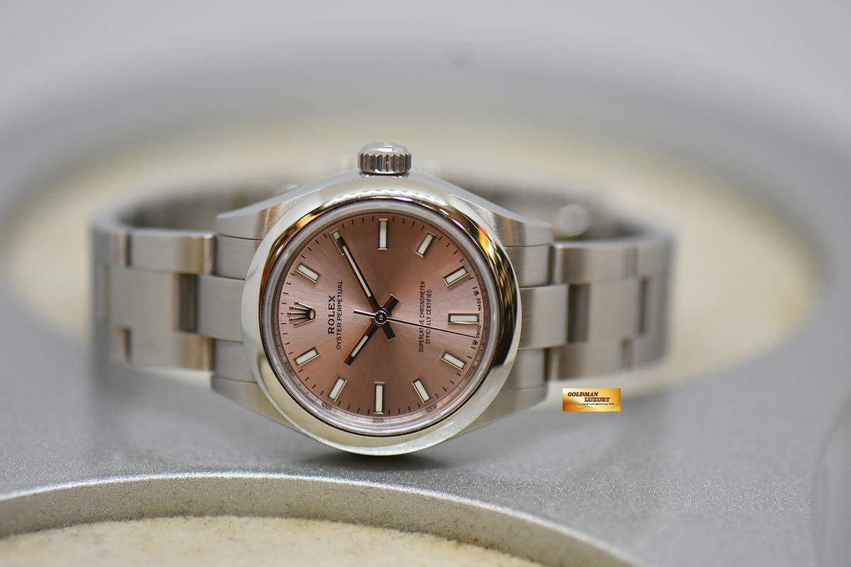 [SOLD] ROLEX OYSTER PERPETUAL 28mm STEEL IN OYSTER BRACELET PINK DIAL 276200 (NEW-UNWORN)