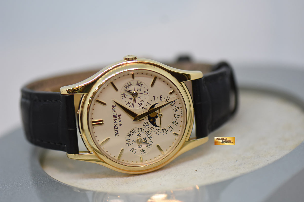 [SOLD] PATEK PHILIPPE PERPETUAL CALENDAR MOONPHASE 37mm 18K YELLOW GOLD 5140J (MINT)