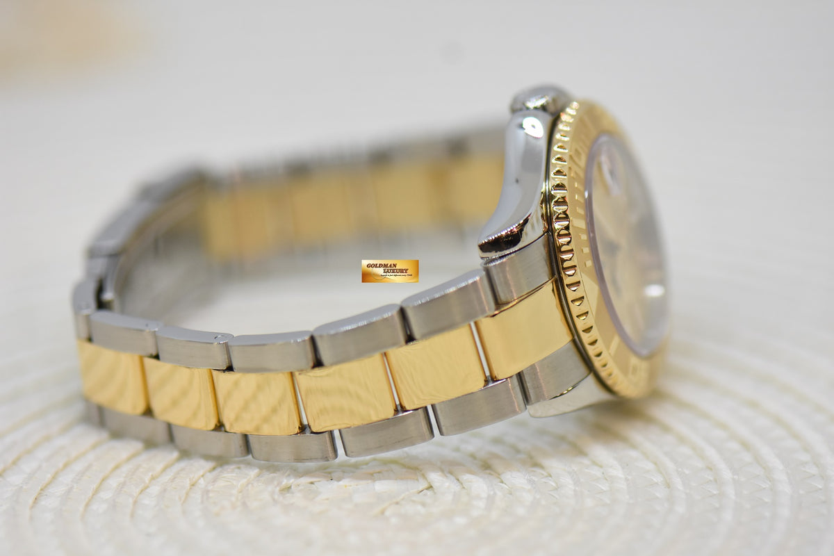 [SOLD] ROLEX OYSTER YACHT MASTER 35mm HALF GOLD IN  BRACELET GOLD DIAL 68623 (MINT)