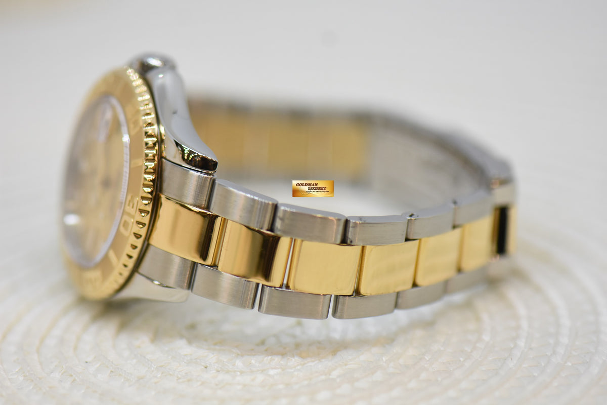 [SOLD] ROLEX OYSTER YACHT MASTER 35mm HALF GOLD IN  BRACELET GOLD DIAL 68623 (MINT)
