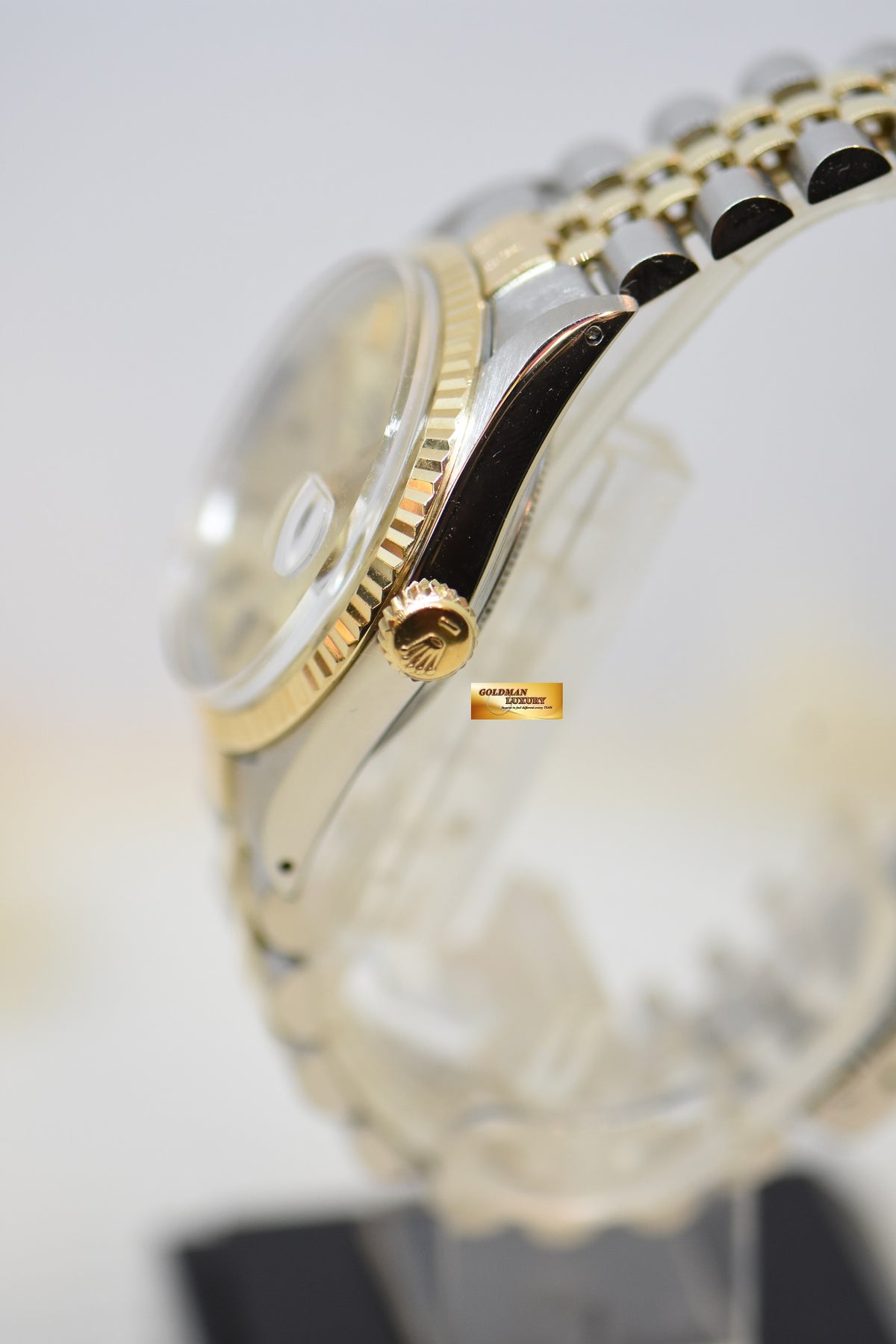 [SOLD] ROLEX OYSTER DATEJUST 36mm HALF-GOLD IN JUBILEE BRACELET GOLD DIAL 16013 (QUICKSET-DATE) (VINTAGE)