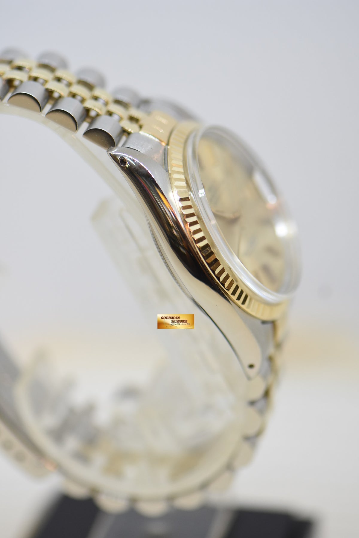 [SOLD] ROLEX OYSTER DATEJUST 36mm HALF-GOLD IN JUBILEE BRACELET GOLD DIAL 16013 (QUICKSET-DATE) (VINTAGE)