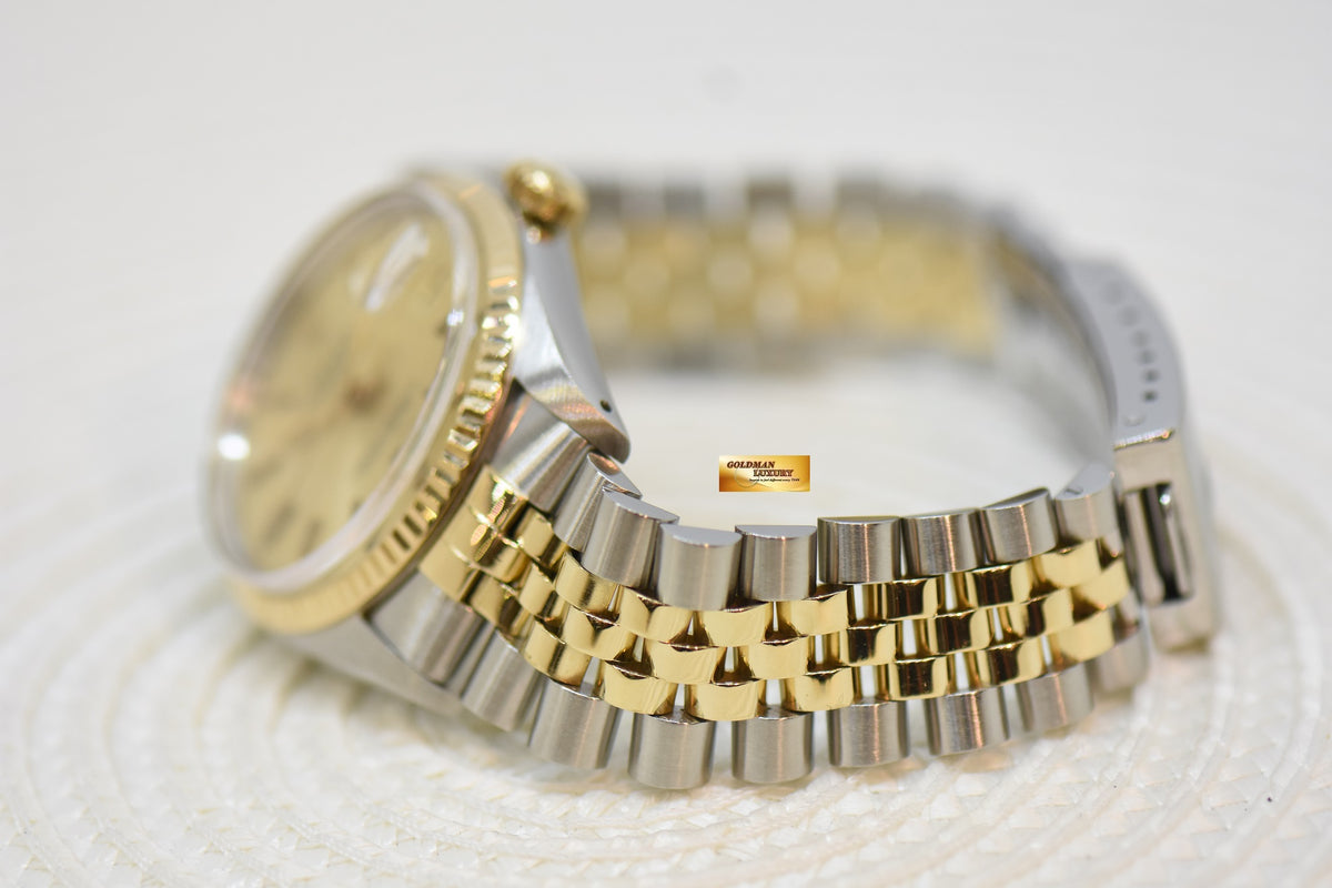 [SOLD] ROLEX OYSTER DATEJUST 36mm HALF-GOLD IN JUBILEE BRACELET GOLD DIAL 16013 (QUICKSET-DATE) (VINTAGE)