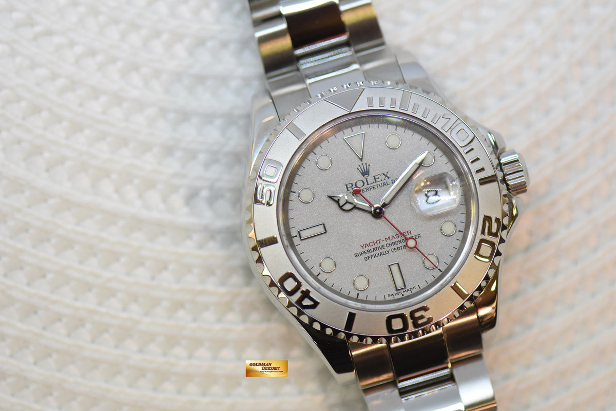 [SOLD] ROLEX OYSTER PERPETUAL YACHT-MASTER 40mm STEEL IN BRACELET PLATINUM DIAL / BEZEL 16622 (NEW-UNWORN)