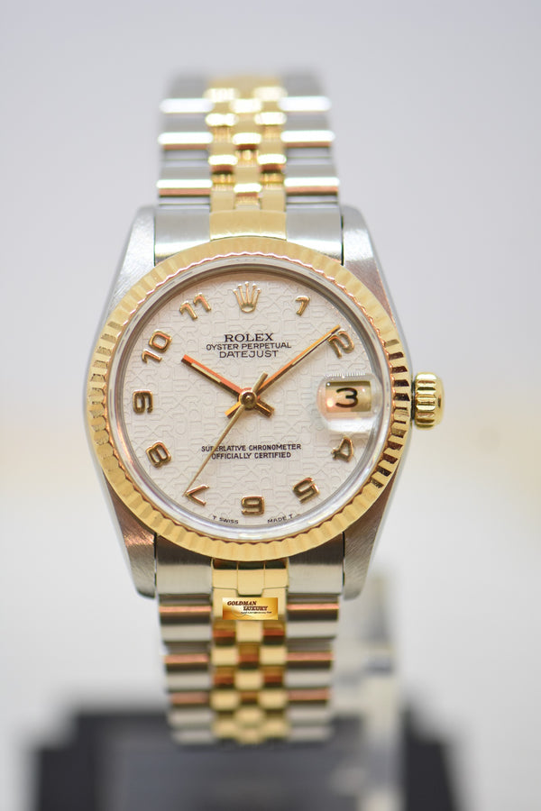 [SOLD] ROLEX OYSTER DATEJUST 31mm HALF-GOLD IN JUBILEE BRACELET CREAM COMPUTER DIAL 68273 (MINT)