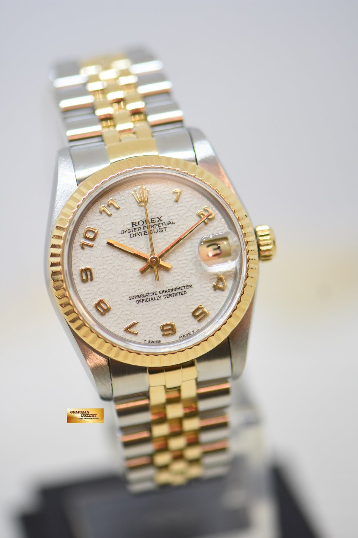 [SOLD] ROLEX OYSTER DATEJUST 31mm HALF-GOLD IN JUBILEE BRACELET CREAM COMPUTER DIAL 68273 (MINT)