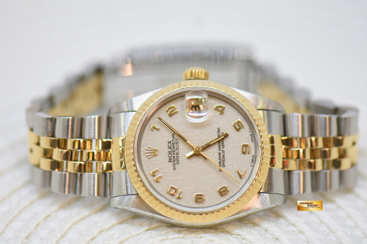 [SOLD] ROLEX OYSTER DATEJUST 31mm HALF-GOLD IN JUBILEE BRACELET CREAM COMPUTER DIAL 68273 (MINT)