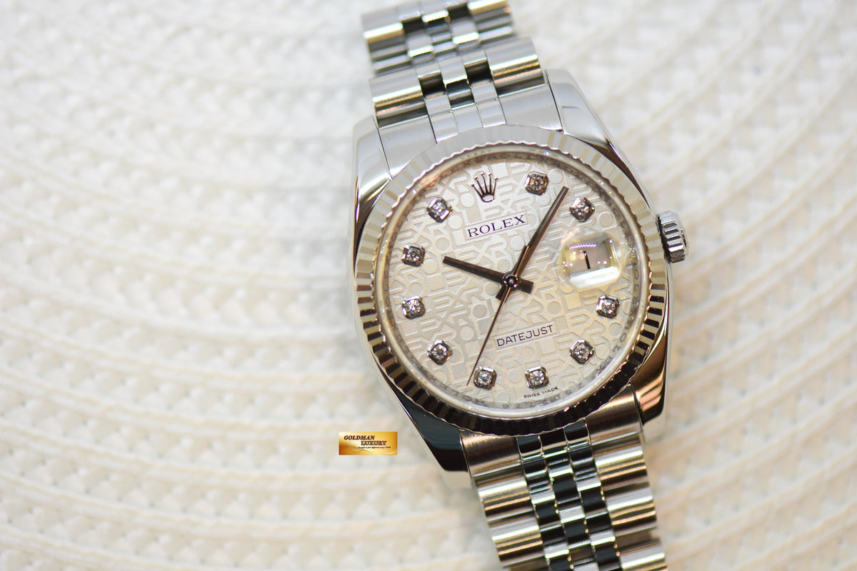 [SOLD] ROLEX OYSTER PERPETUAL DATEJUST 36mm STEEL IN JUBILEE BRACELET COMPUTER DIAMONDS DIAL 116234 (MINT)