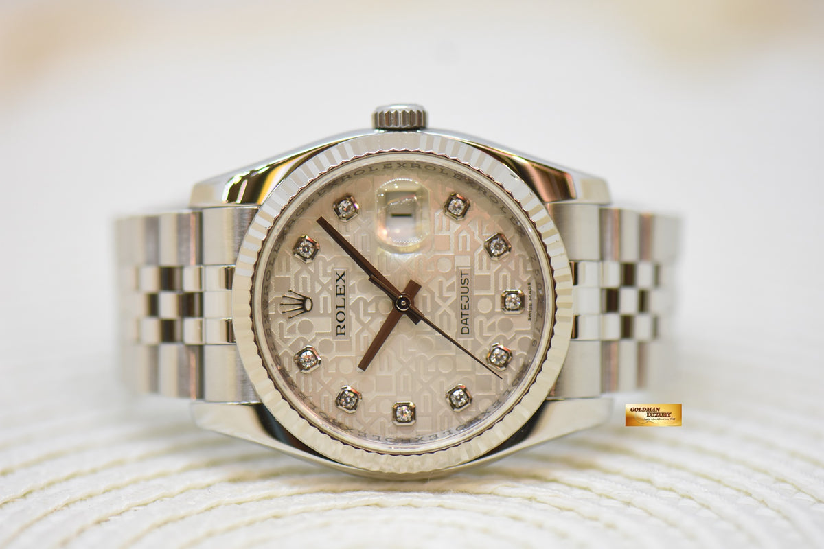 [SOLD] ROLEX OYSTER PERPETUAL DATEJUST 36mm STEEL IN JUBILEE BRACELET COMPUTER DIAMONDS DIAL 116234 (MINT)