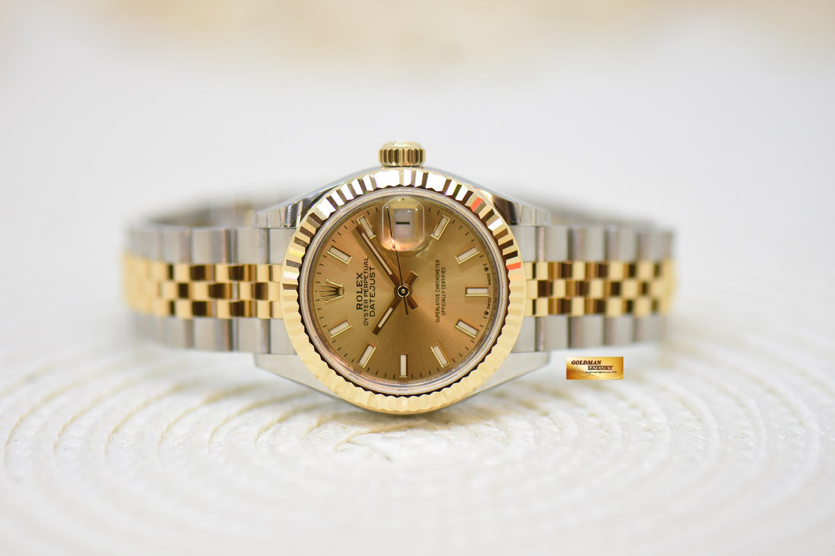 [SOLD] ROLEX OYSTER PERPETUAL DATEJUST 28mm YELLOW GOLD / STEEL IN JUBILEE BRACELET GOLD DIAL 279173 (NEW-UNWORN)