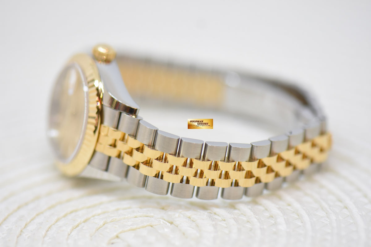 [SOLD] ROLEX OYSTER PERPETUAL DATEJUST 28mm YELLOW GOLD / STEEL IN JUBILEE BRACELET GOLD DIAL 279173 (NEW-UNWORN)