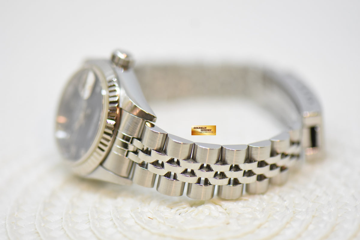 [SOLD] ROLEX OYSTER DATEJUST 26mm STEEL IN JUBILEE BRACELET BLUE ARABIC DIAL 69174 (MINT)