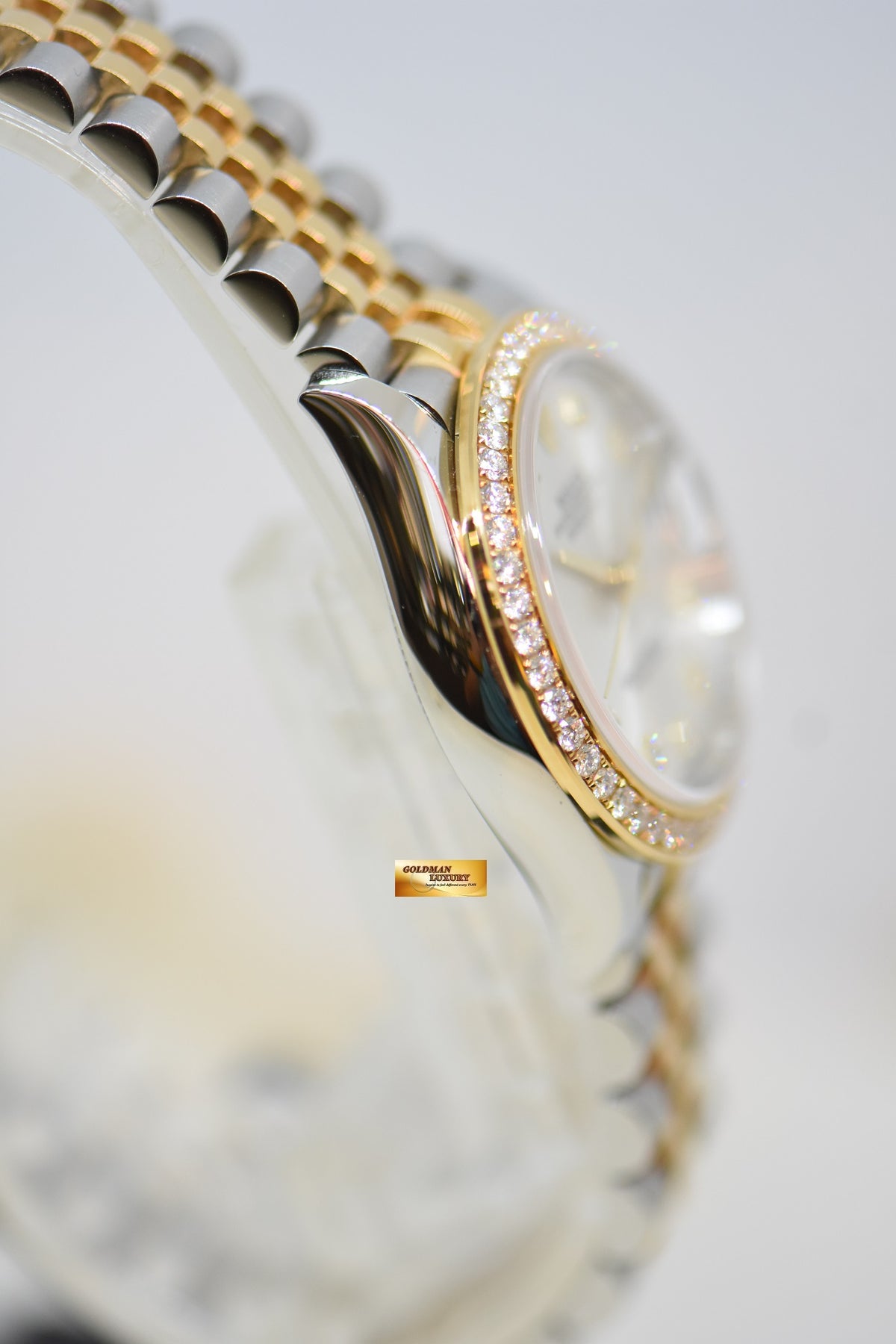 [SOLD] ROLEX OYSTER PERPETUAL DATEJUST 31mm GOLD / STEEL IN JUBILEE BRACELET SILVER DIAMOND DIAL ORIGINAL DIAMOND BEZEL 278383RBR (LNIB)