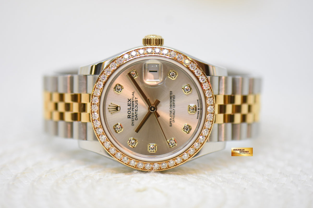 [SOLD] ROLEX OYSTER PERPETUAL DATEJUST 31mm GOLD / STEEL IN JUBILEE BRACELET SILVER DIAMOND DIAL ORIGINAL DIAMOND BEZEL 278383RBR (LNIB)