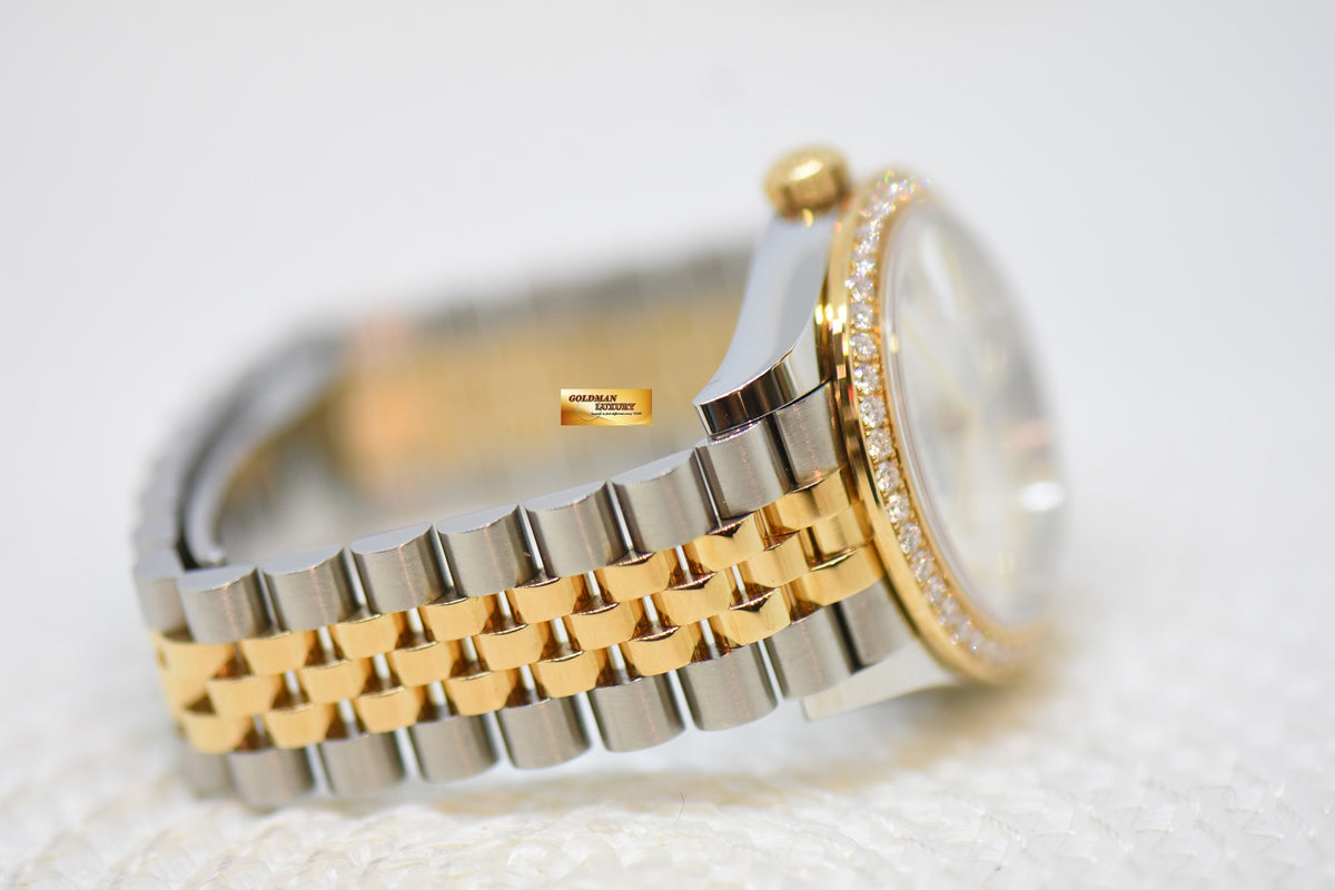 [SOLD] ROLEX OYSTER PERPETUAL DATEJUST 31mm GOLD / STEEL IN JUBILEE BRACELET SILVER DIAMOND DIAL ORIGINAL DIAMOND BEZEL 278383RBR (LNIB)
