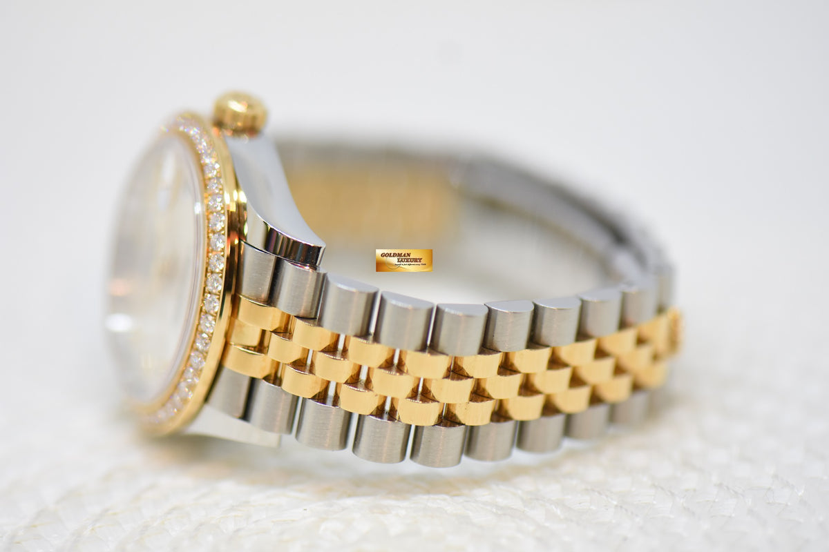 [SOLD] ROLEX OYSTER PERPETUAL DATEJUST 31mm GOLD / STEEL IN JUBILEE BRACELET SILVER DIAMOND DIAL ORIGINAL DIAMOND BEZEL 278383RBR (LNIB)