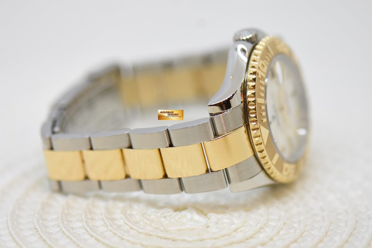 [SOLD] ROLEX OYSTER YACHT MASTER 35mm HALF GOLD IN  BRACELET MOP DIAMONDS DIAL 168623 (MINT)