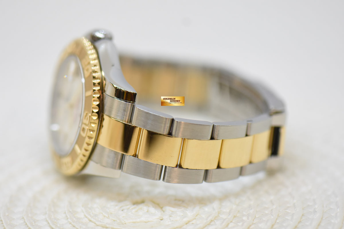 [SOLD] ROLEX OYSTER YACHT MASTER 35mm HALF GOLD IN  BRACELET MOP DIAMONDS DIAL 168623 (MINT)